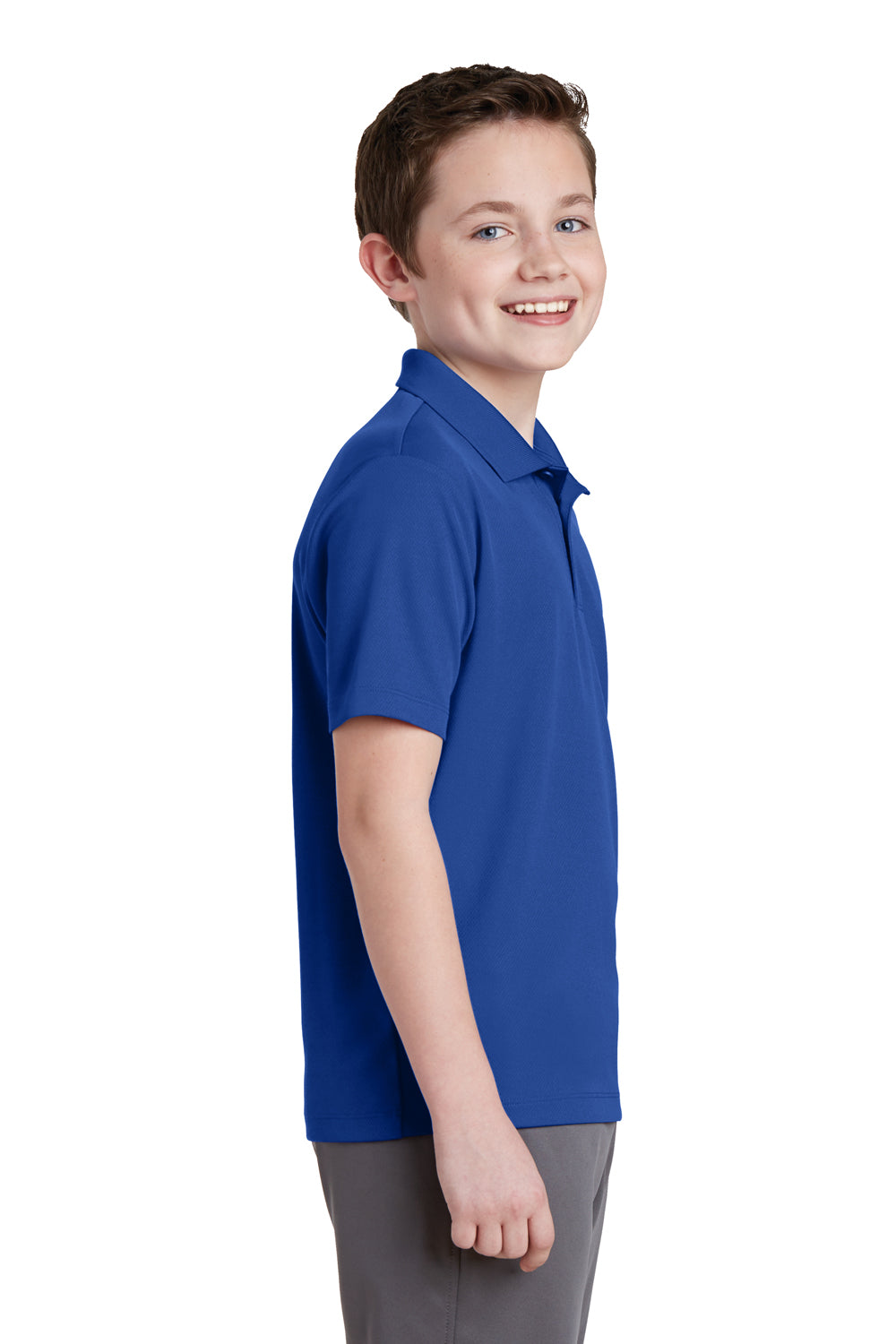 Sport-Tek YST640 Youth RacerMesh Moisture Wicking Short Sleeve Polo Shirt Royal Blue Side