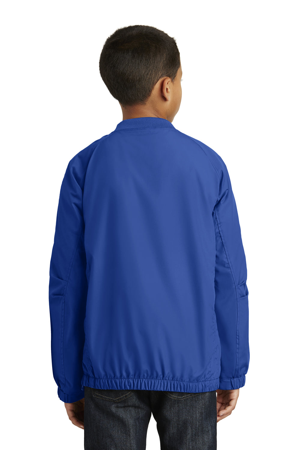 Sport-Tek YST72 Youth Water Resistant V-Neck Wind Jacket Royal Blue Back