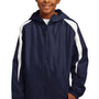 Sport-Tek Youth Full Zip Hooded Jacket - True Navy Blue/White
