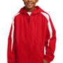 Sport-Tek Youth Full Zip Hooded Jacket - True Red/White - Closeout