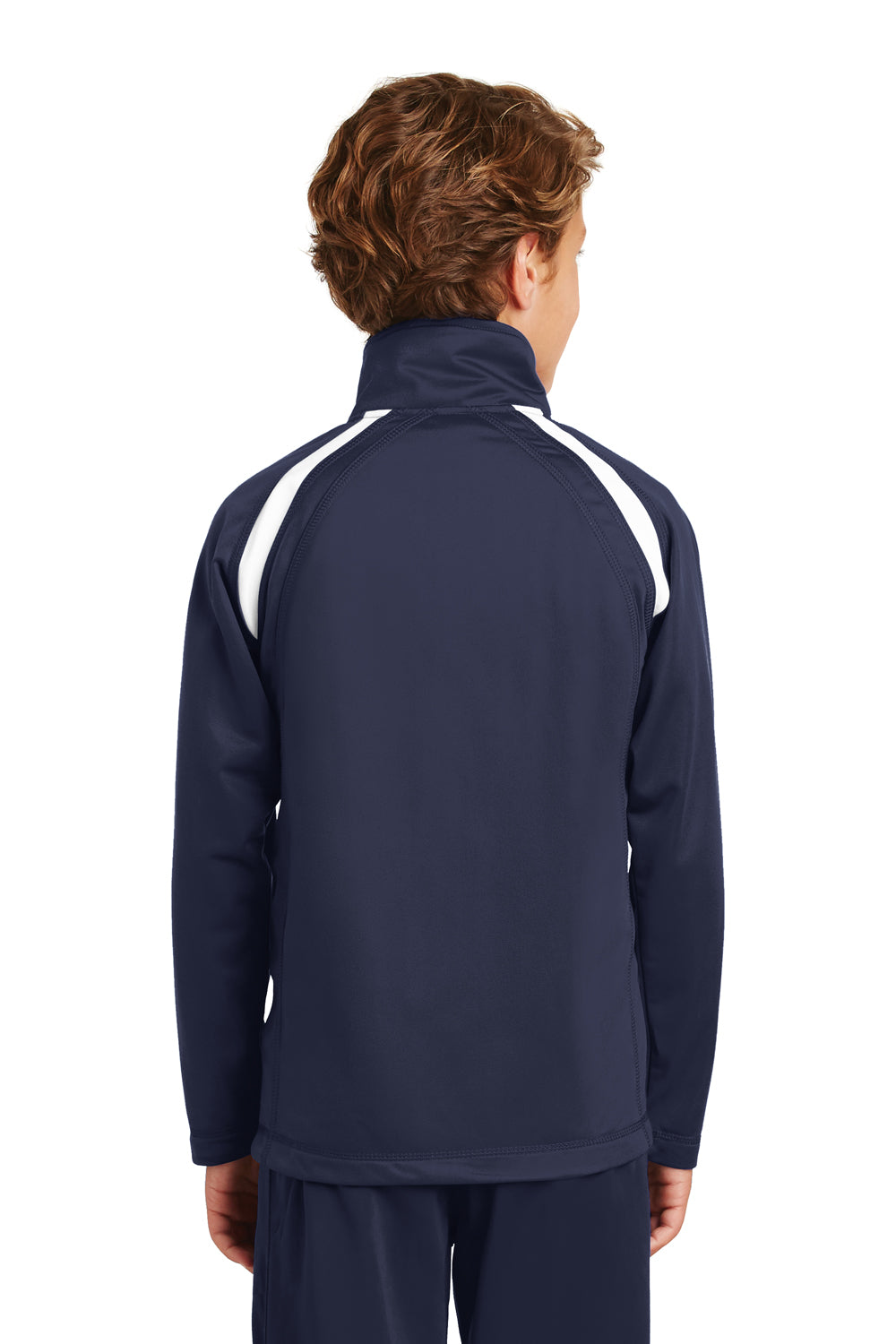 Sport-Tek YST90 Youth Full Zip Track Jacket Navy Blue Back