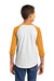 Sport-Tek YT200 Youth 3/4 Sleeve Crewneck T-Shirt White/Gold Back