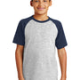 Sport-Tek Youth Short Sleeve Crewneck T-Shirt - Heather Grey/Navy Blue