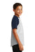 Sport-Tek YT201 Youth Short Sleeve Crewneck T-Shirt Heather Grey/Navy Blue Side