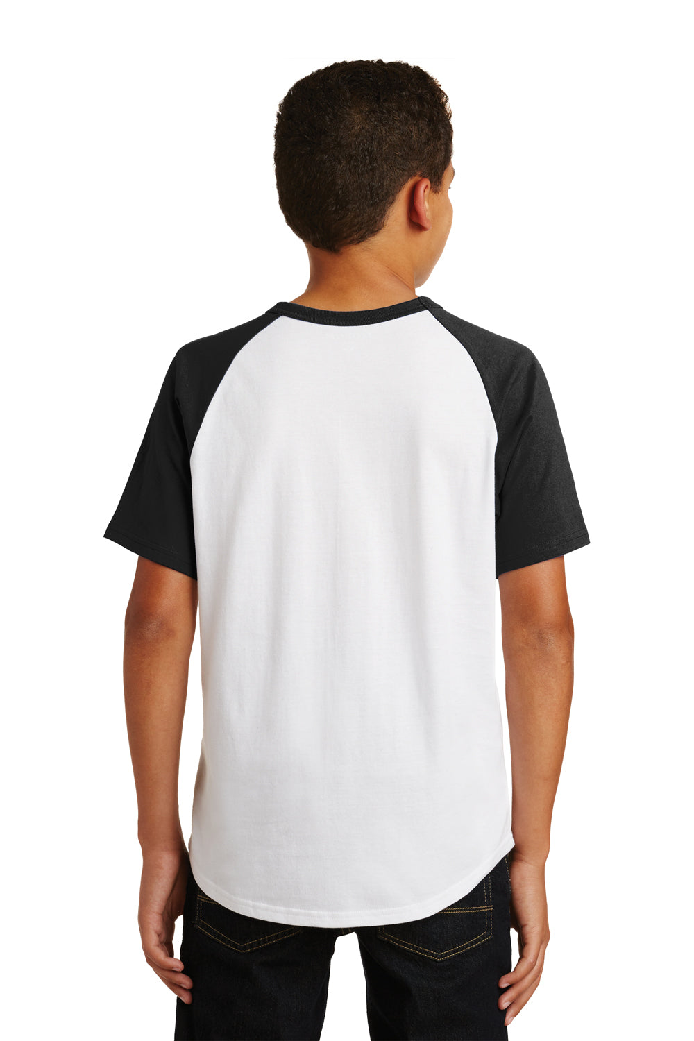 Sport-Tek YT201 Youth Short Sleeve Crewneck T-Shirt White/Black Back