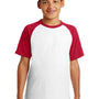 Sport-Tek Youth Short Sleeve Crewneck T-Shirt - White/Red