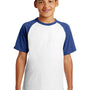 Sport-Tek Youth Short Sleeve Crewneck T-Shirt - White/Royal Blue